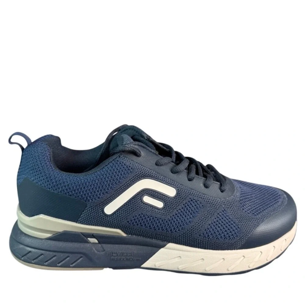 FitVille Rebound Core Navy Blue Grey Mesh Athletic Running Shoes Mens 10EW